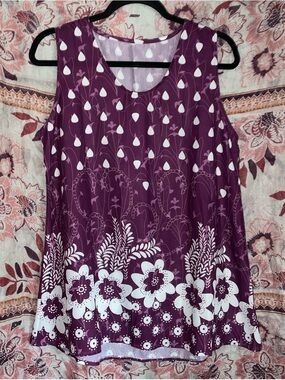Women’s Sleeveless Floral Tank Top - Purple